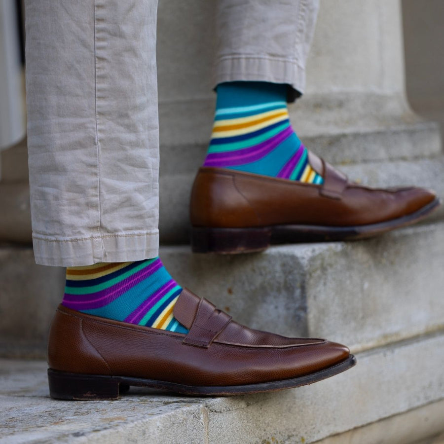 Teal Stripe socks by Swole Panda