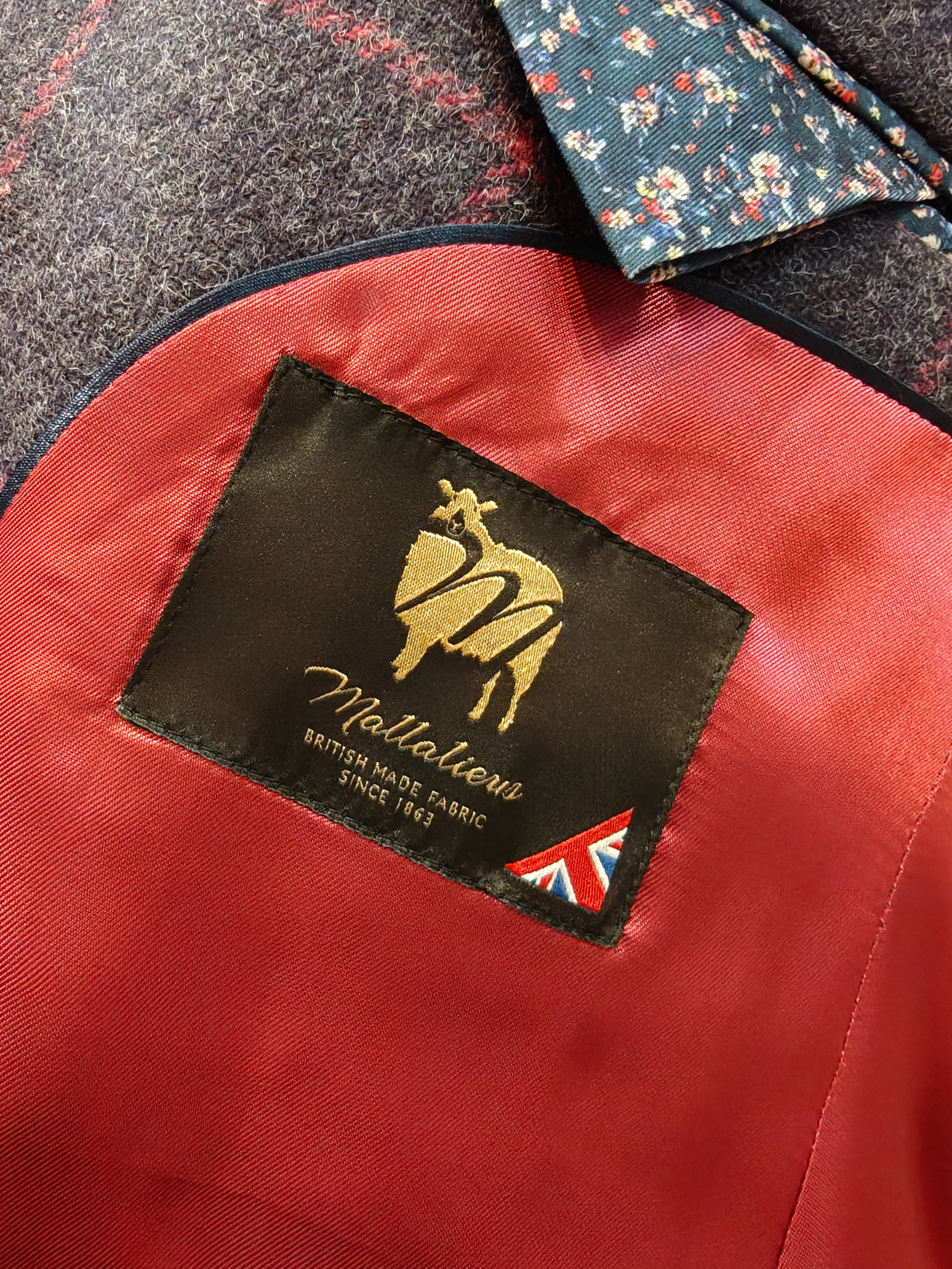 Blue grey tweed with magenta check by Torre for Mazzelli