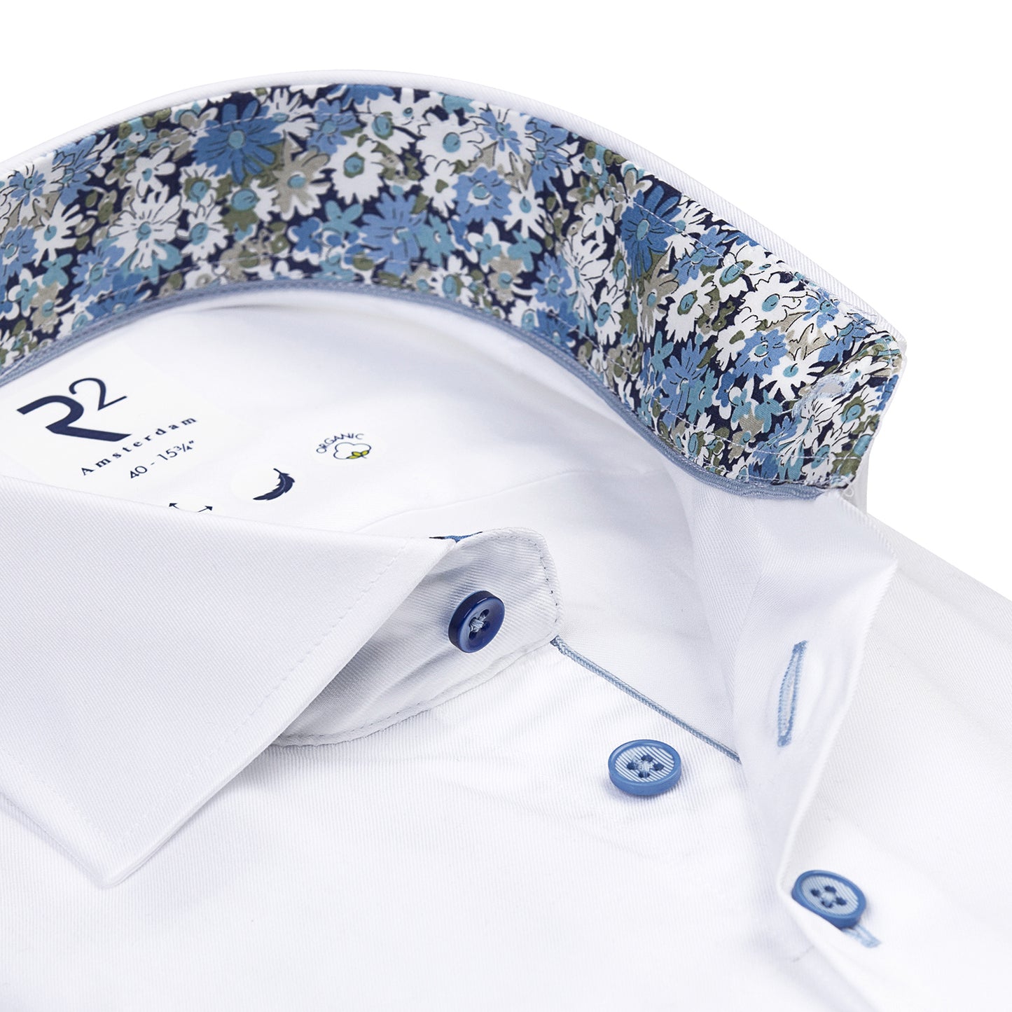 White with green blue floral detail by R2