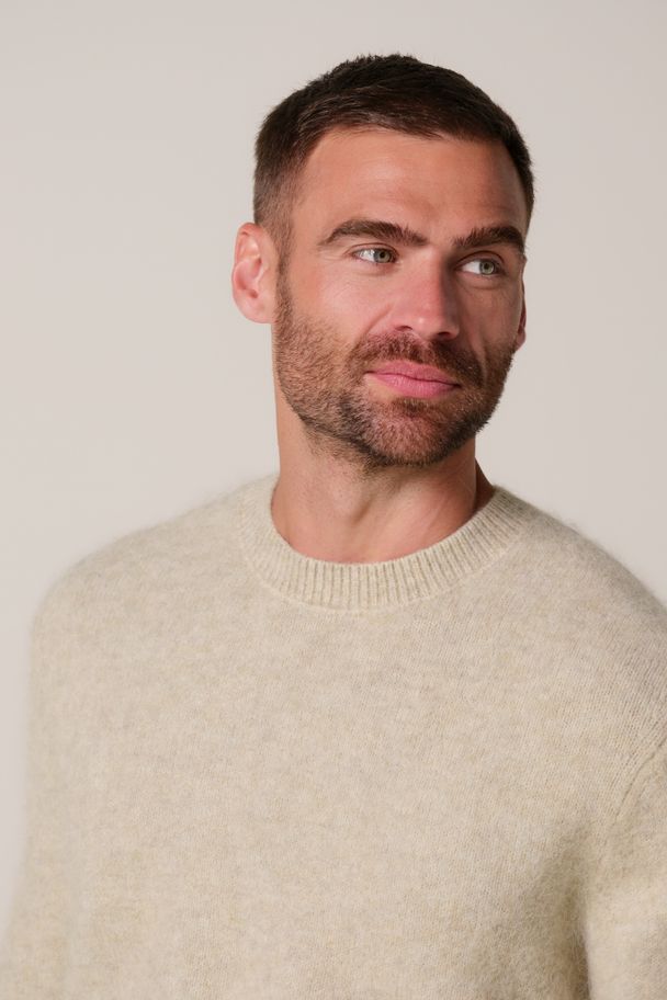 Alpaca and Wool Crew in Beige by Profuomo