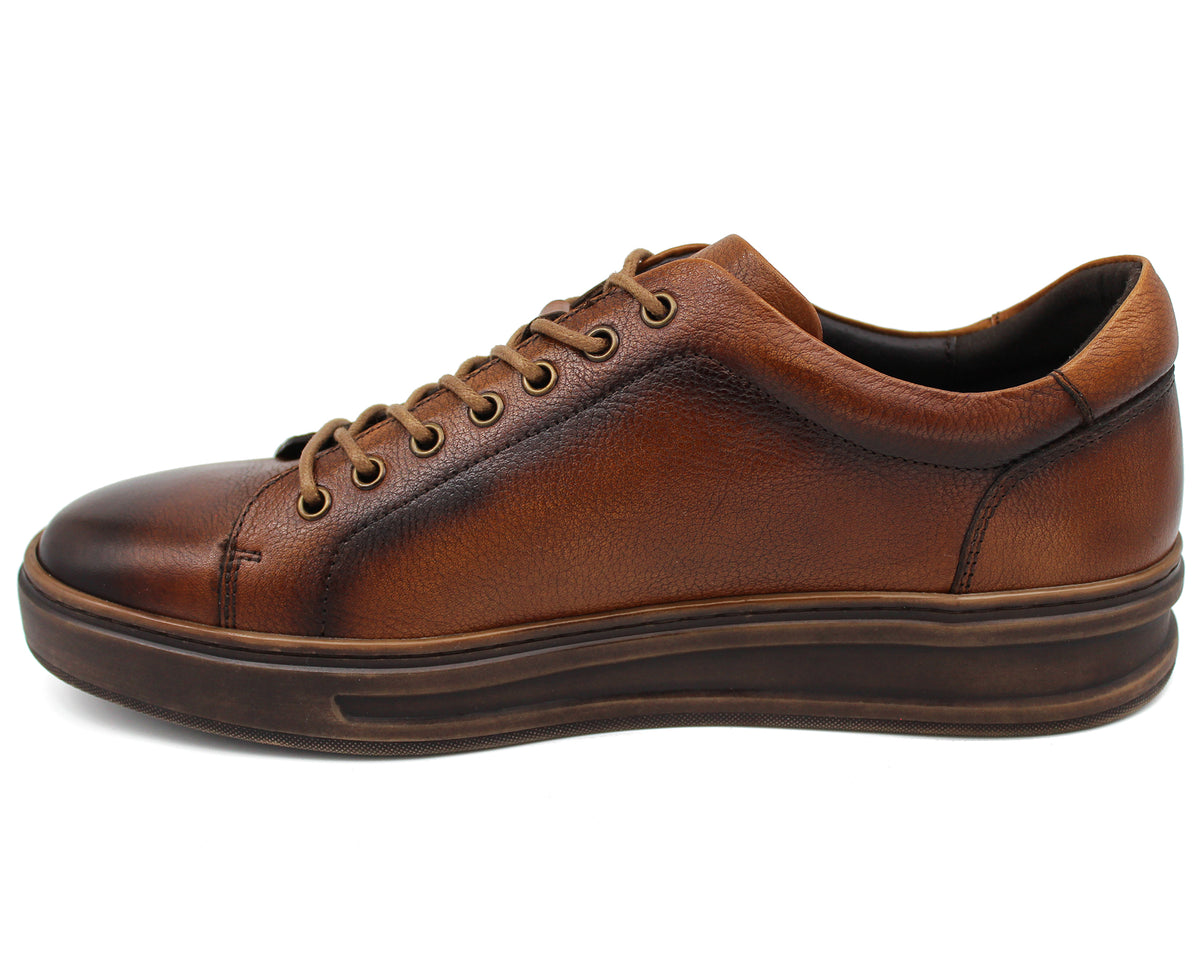 Leather trainer in Tan by Sergio Duletti