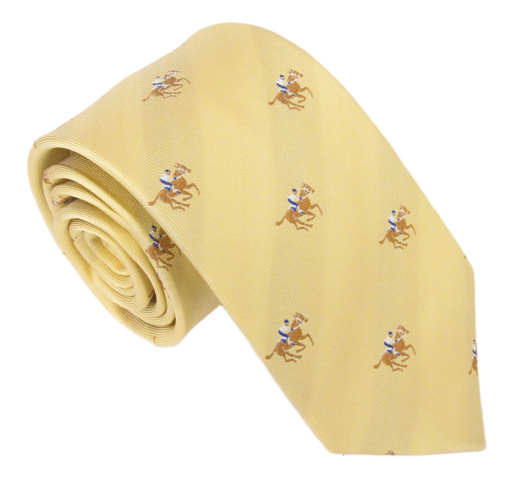 Horse Racing Jockey Tie in Yellow by Van Buck