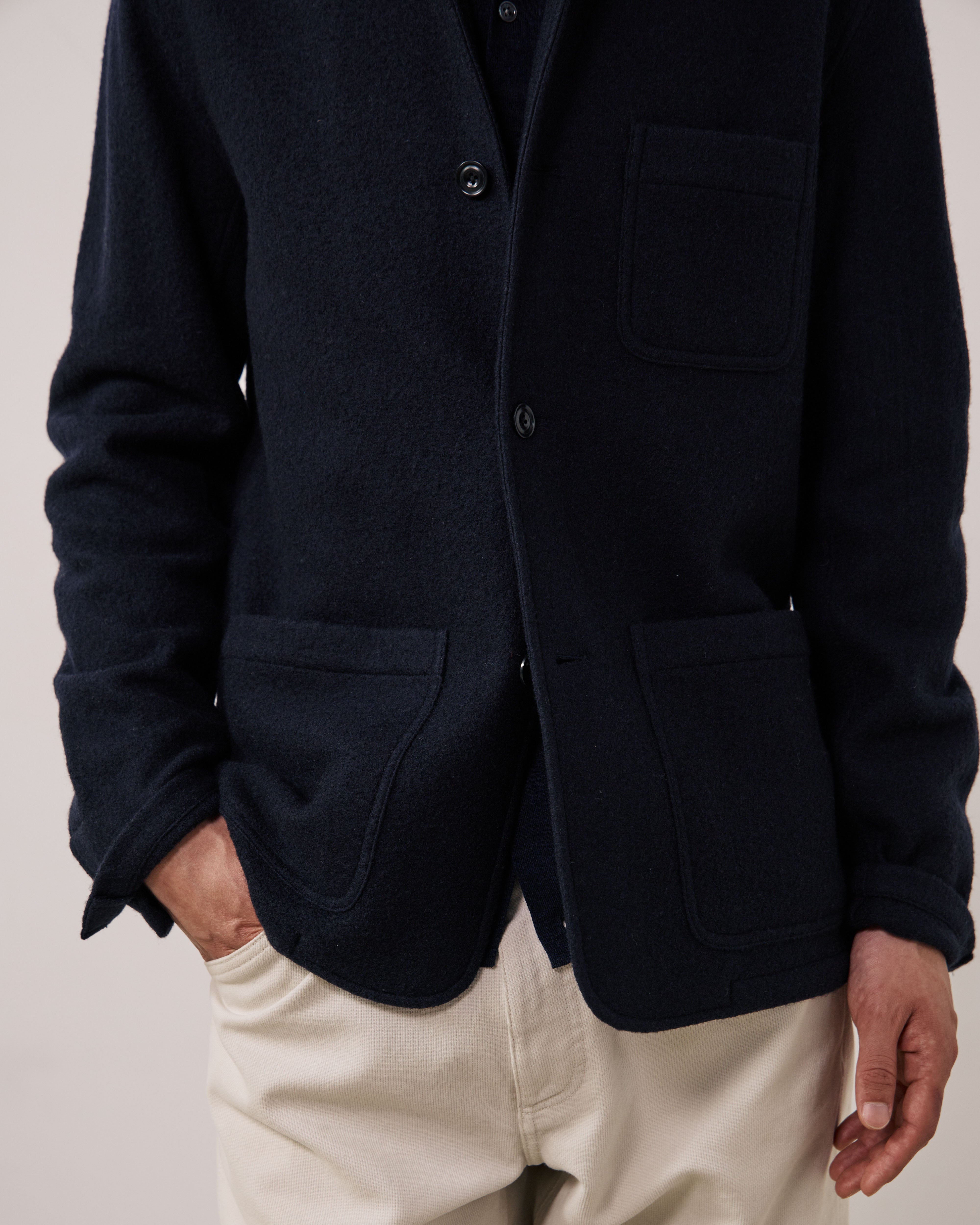 Boiled Wool Jacket in Navy by Hartford