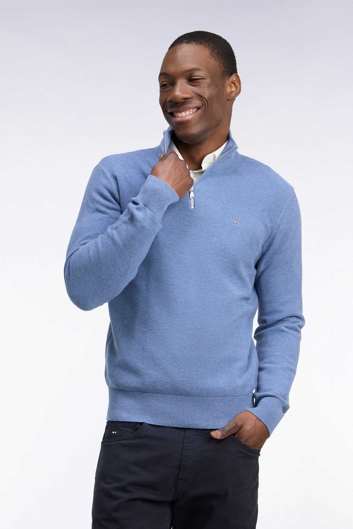 Honeycomb Quarter Zip in Cornflower Blue By Eden Park