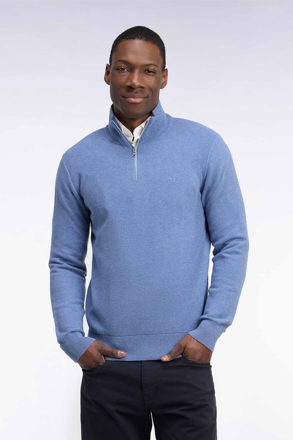 Honeycomb Quarter Zip in Cornflower Blue By Eden Park