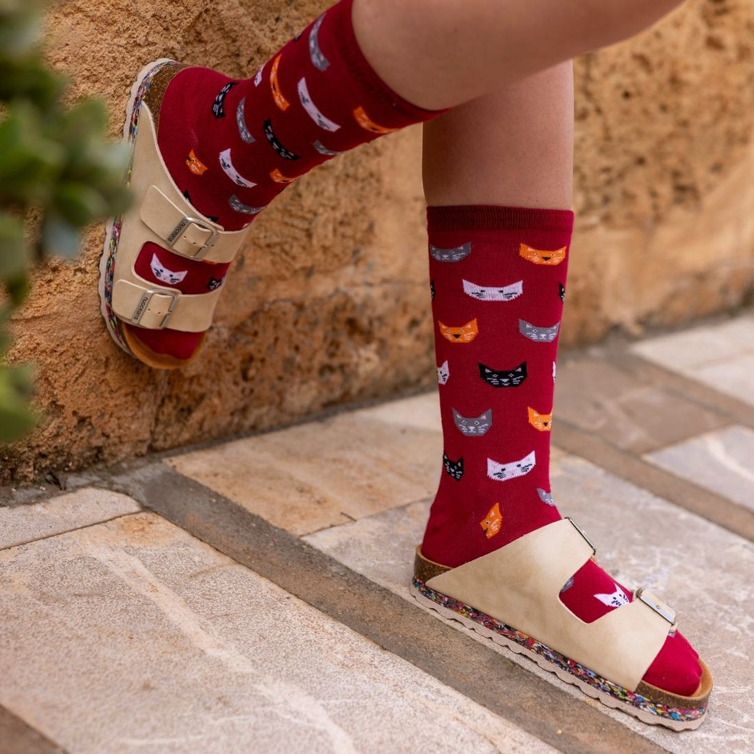 Red Cat Bamboo Socks by Swole Panda