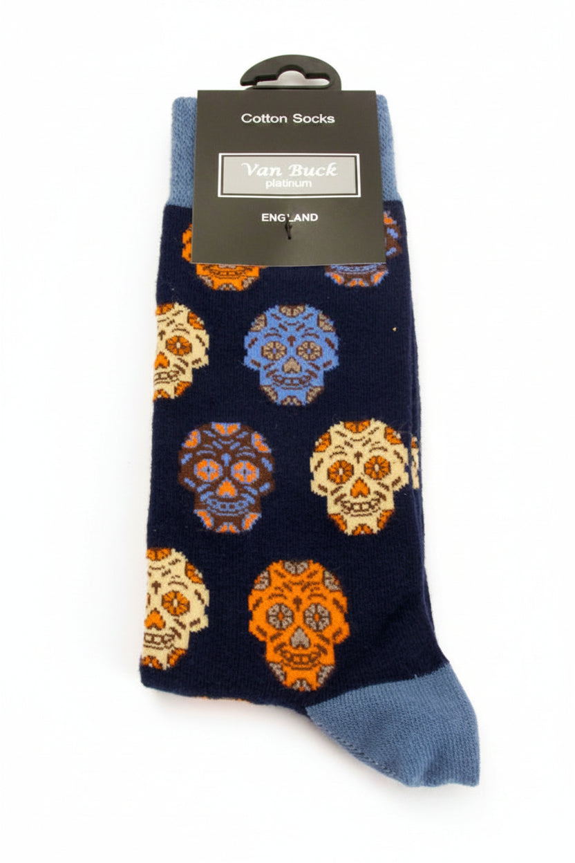 Skull Socks in Blue by Van Buck