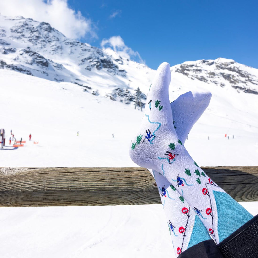 Ski Bamboo Socks in White by Swole Panda