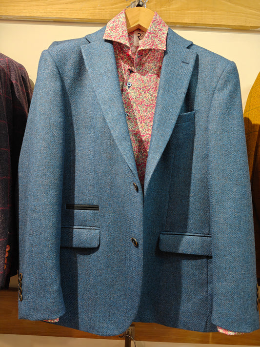 Blue tweed jacket by Mazzelli