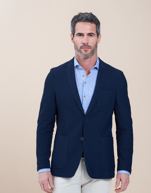 Travel jacket in navy blue by R2