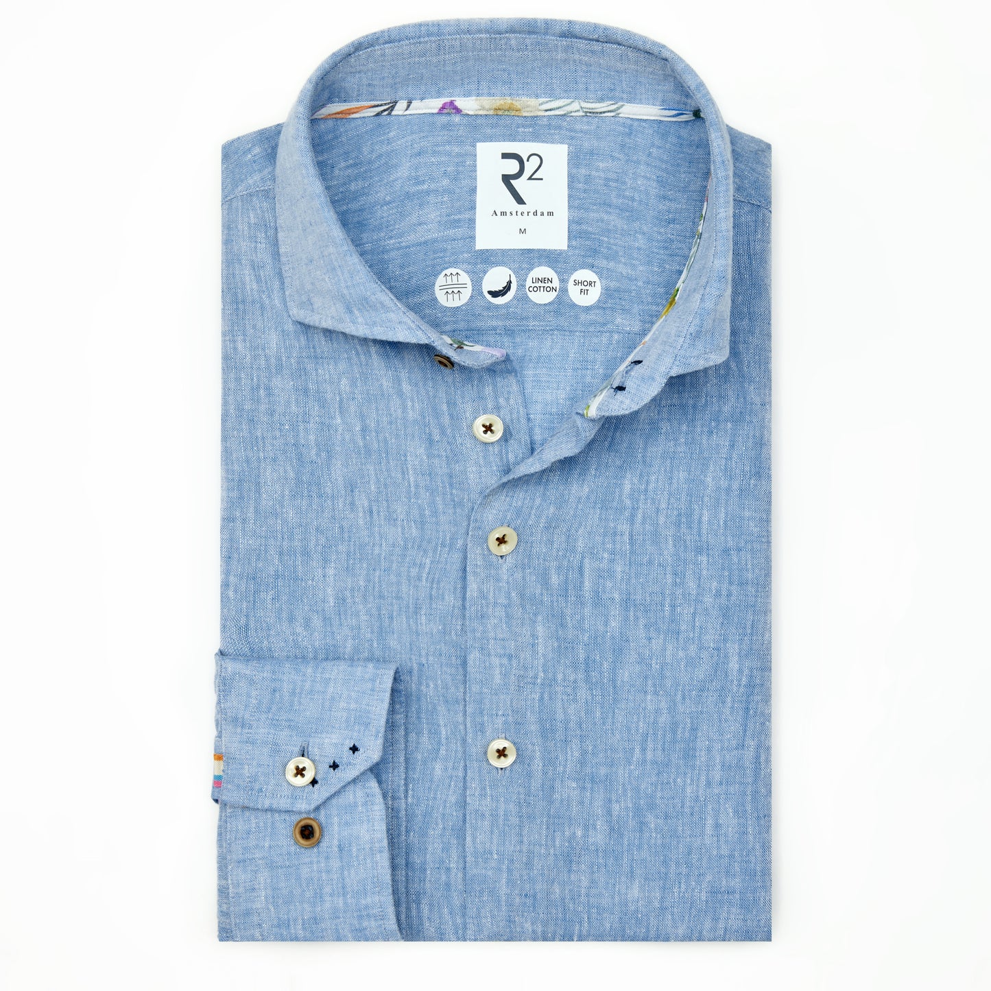 Denim blue linen blend shirt by R2