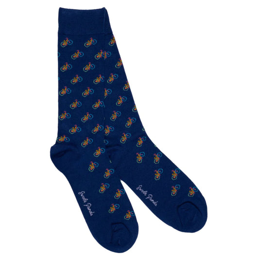 Blue bicycle bamboo socks by Swole Panda