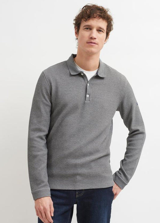 Long sleeve polo in Grey by Saint James