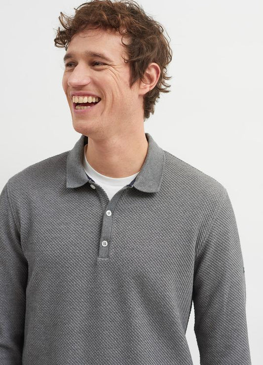 Long sleeve polo in Grey by Saint James