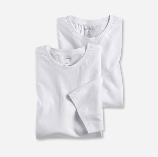 White Round Neck T-Shirt 2 Pack by OLYMP