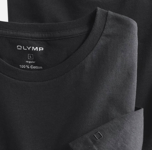 Black Round Neck T-Shirt 2 Pack by OLYMP
