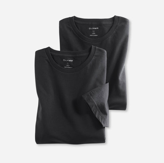 Black Round Neck T-Shirt 2 Pack by OLYMP