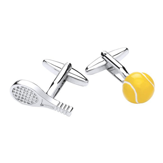 Tennis ball and racquet cufflinks by Gaventa