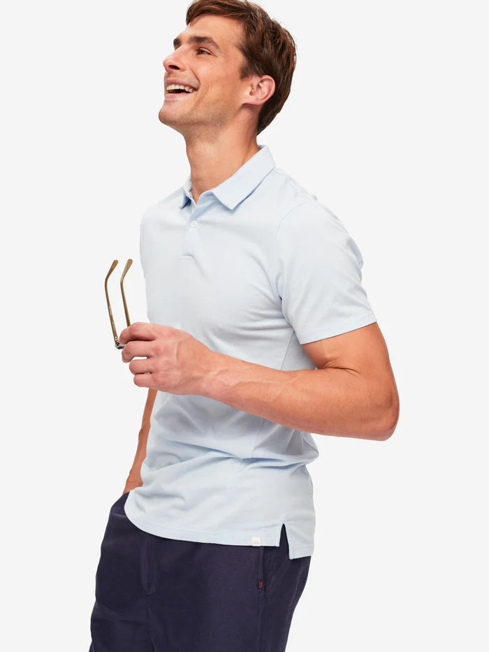 Ramsay Pique Polo in Sky by Derek Rose