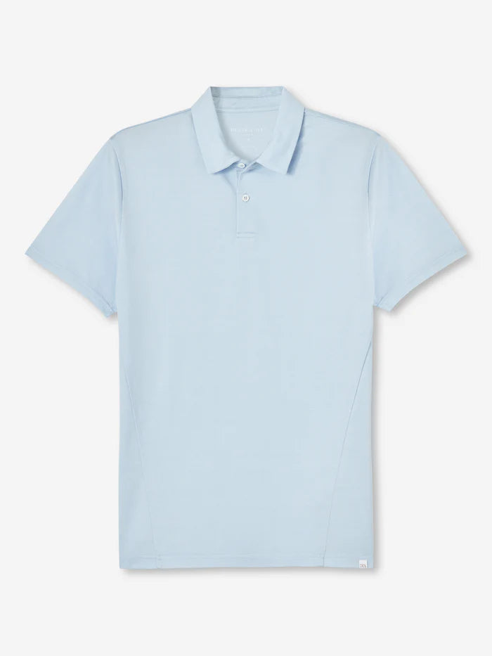 Ramsay Pique Polo in Sky by Derek Rose
