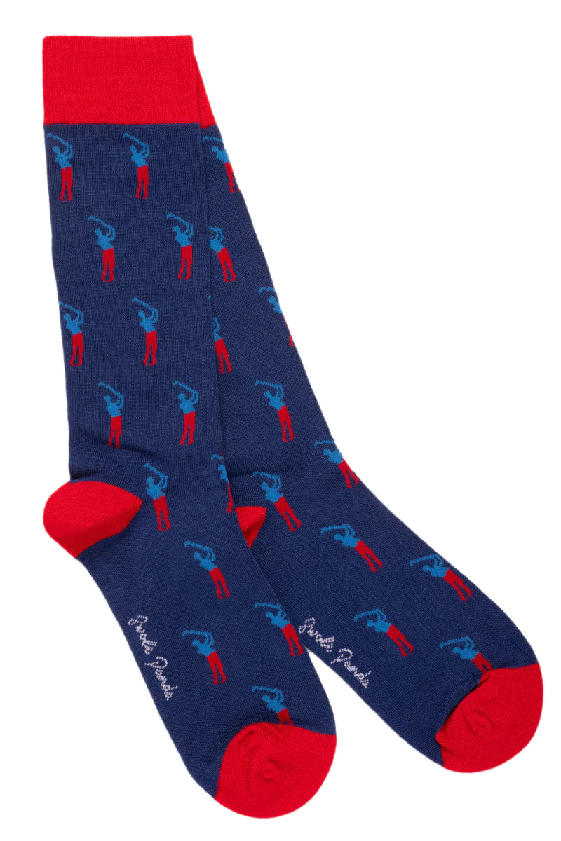 Golfer socks in blue by Swole Panda