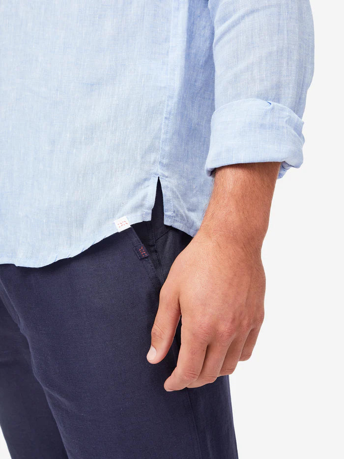 Monaco Linen Shirt in Blue by Derek Rose