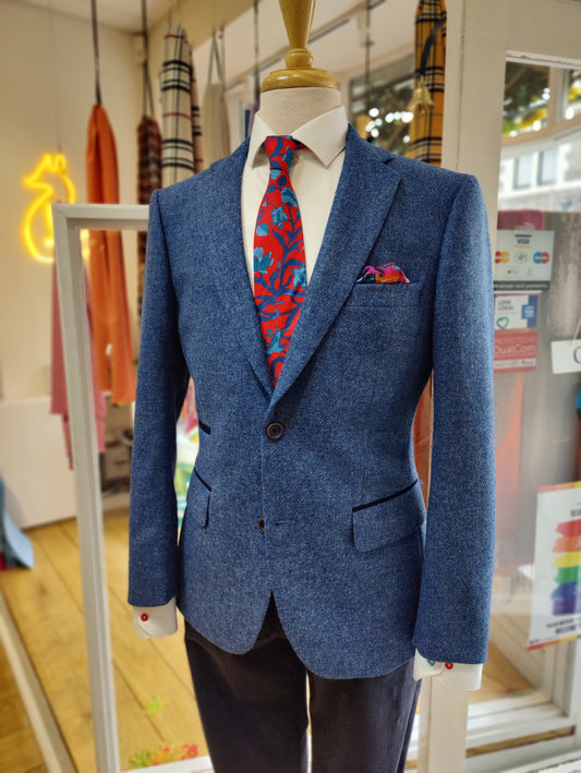 Cornflower blue tweed by Mazzelli