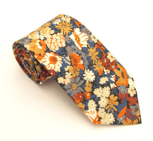 Thorpe Orange Liberty fabric tie by Van Buck
