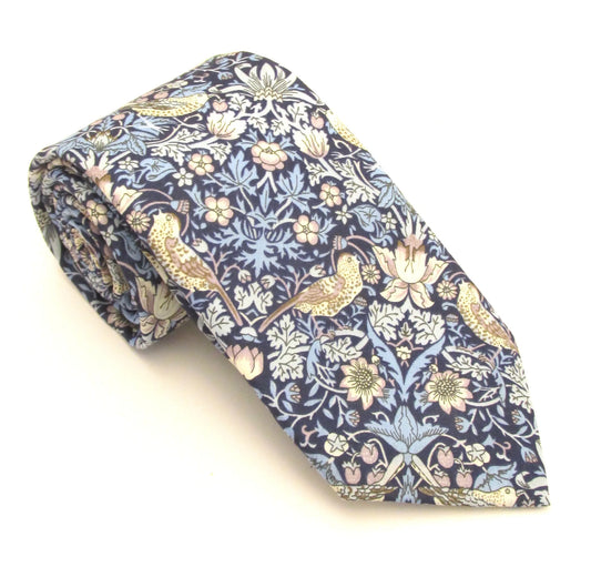 Strawberry Thief in blue Liberty tie by Van Buck