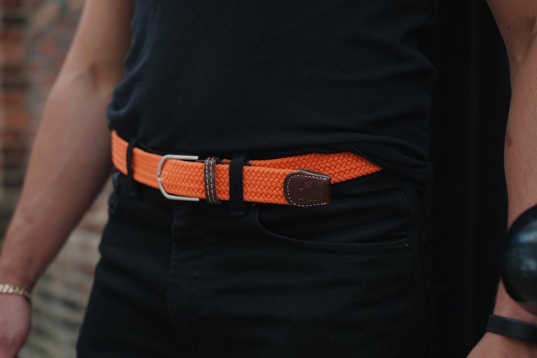 Orange elasticated belt by Swole Panda