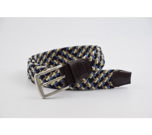 Blue-Beige-Navy Woven Belt by Ibex