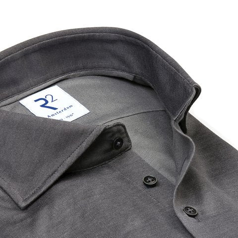 Jersey cotton knitted shirt in grey by R2