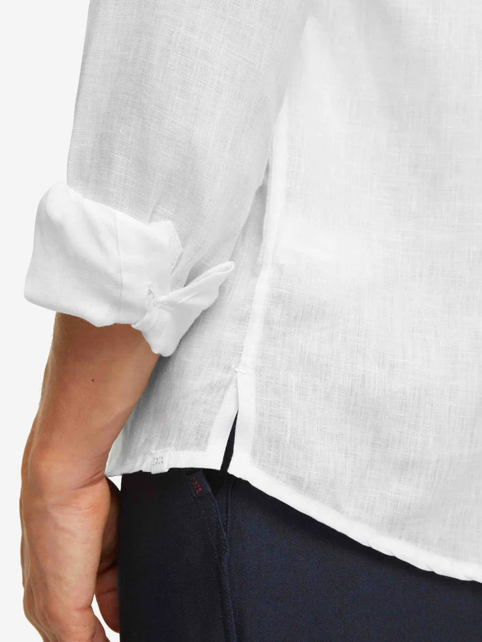 Monaco linen shirt in white by Derek Rose