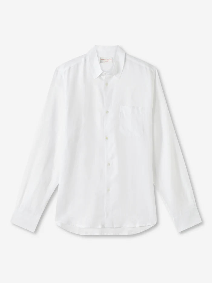 Monaco linen shirt in white by Derek Rose