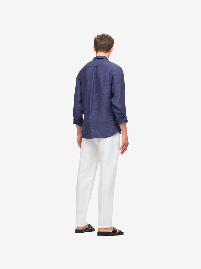 Sydney linen trousers in white by Derek Rose