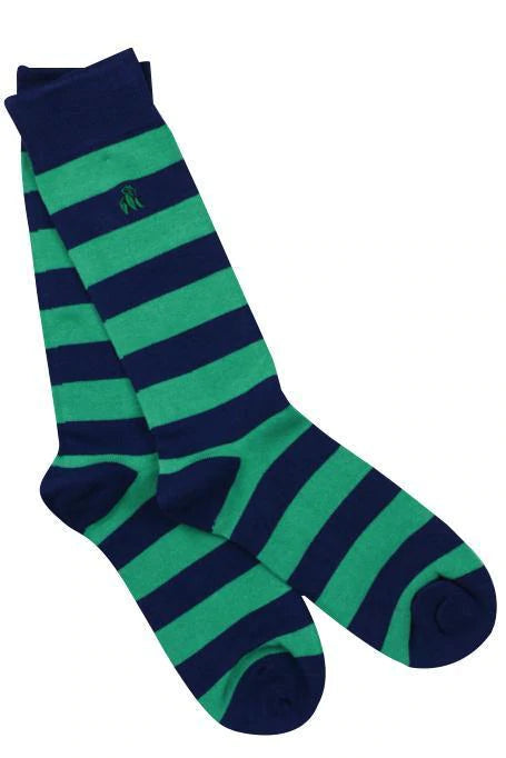 Green and blue bamboo socks by Swole Panda