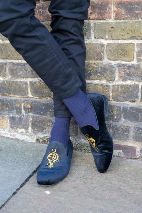 Navy blue bamboo socks by Swole Panda