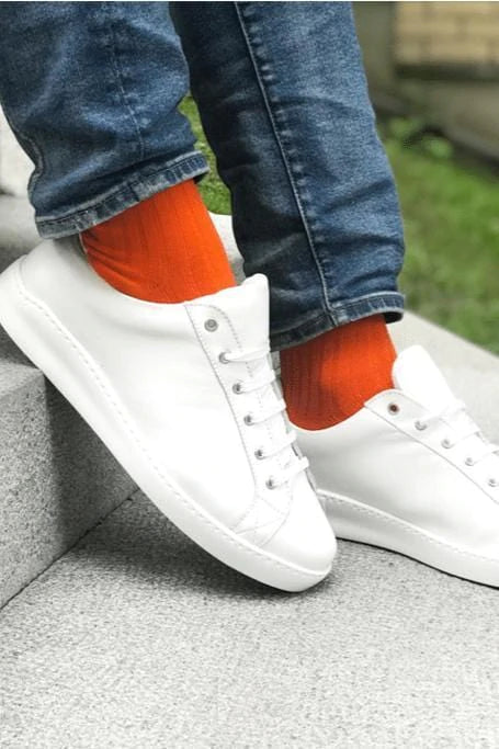 Orange bamboo socks by Swole Panda