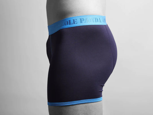 Navy and blue bamboo trunks by Swole Panda