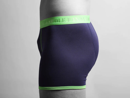 Navy and green trunks by Swole Panda