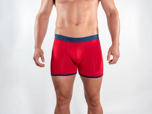 Red Fitted Bamboo Boxers by Swole Panda