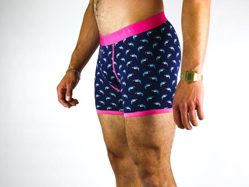 Shark fitted bamboo boxers by Swole Panda