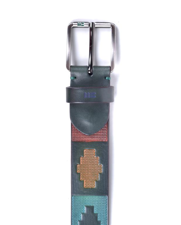 Hand painted green motif belt by Bellido
