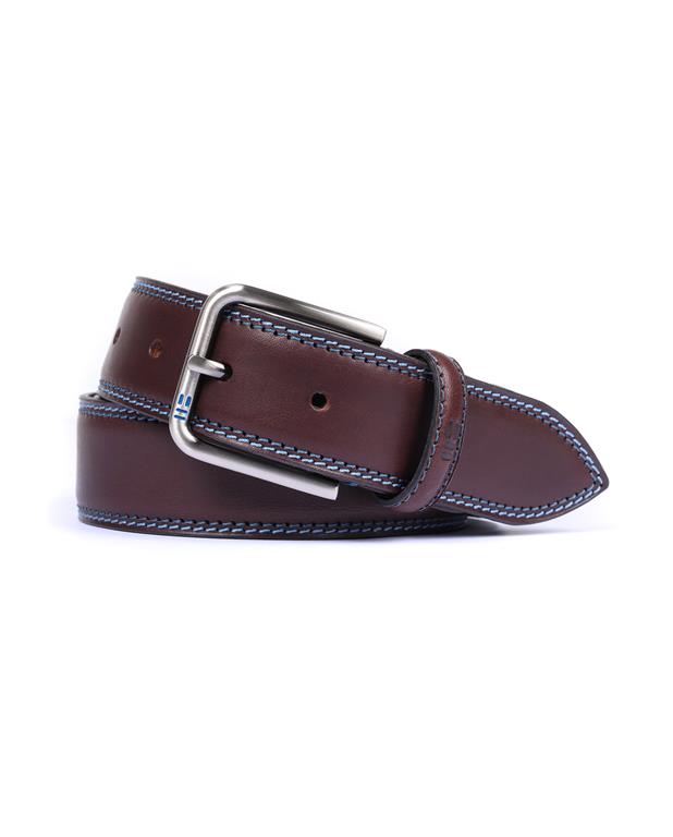 Leather Belt Blue Stitching by Miguel Bellido