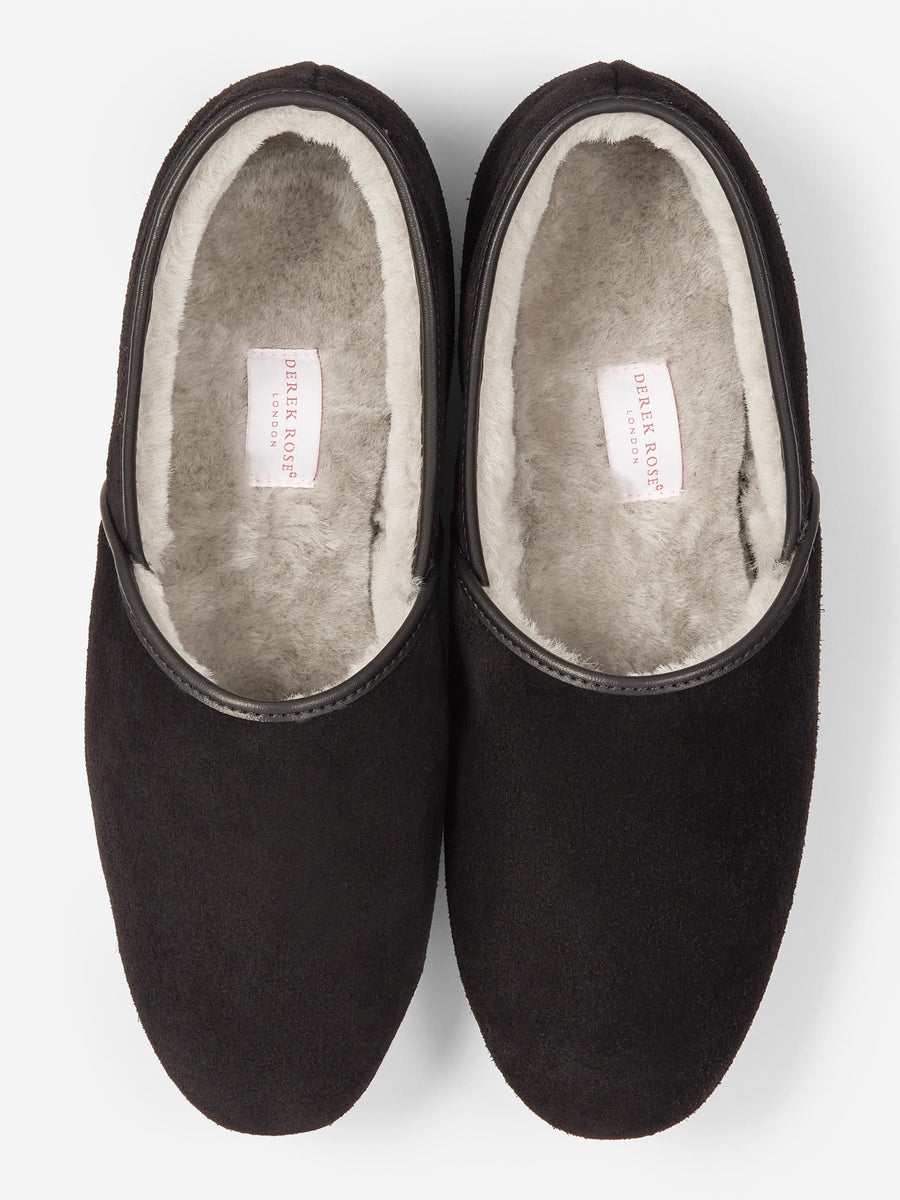 Crawford sheepskin suede slippers by Derek Rose