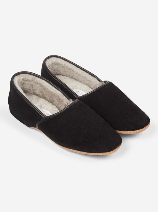 Crawford sheepskin suede slippers by Derek Rose