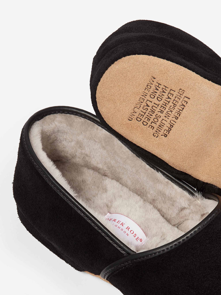 Crawford sheepskin suede slippers by Derek Rose