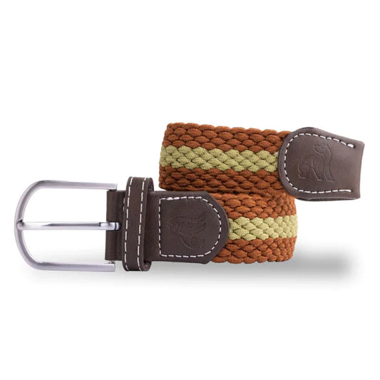 Khaki and brown stripe belt by Swole Panda
