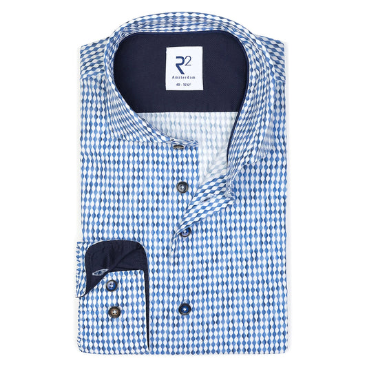 Blue stretch print shirt by R2