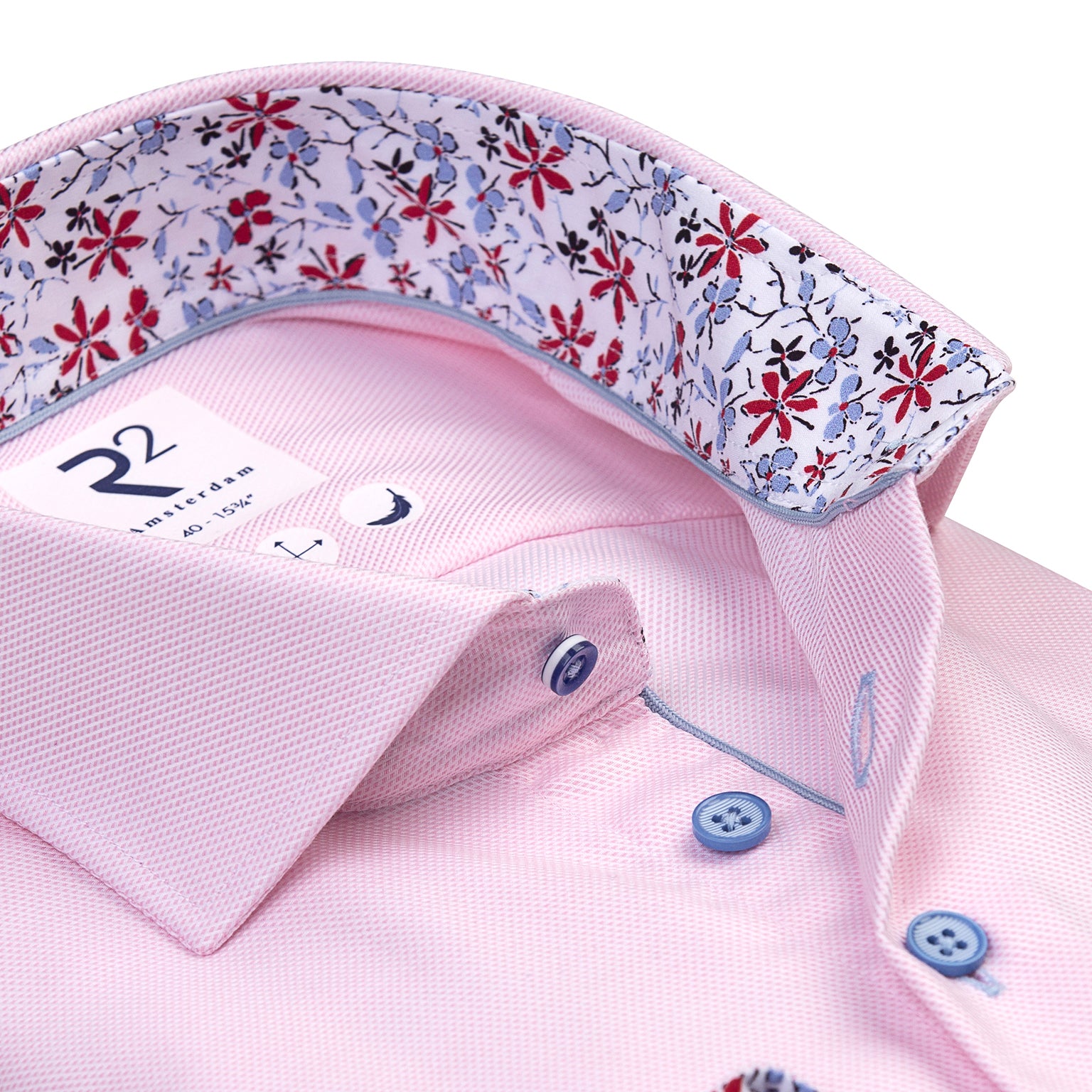 Pink with red blue floral detail by R2